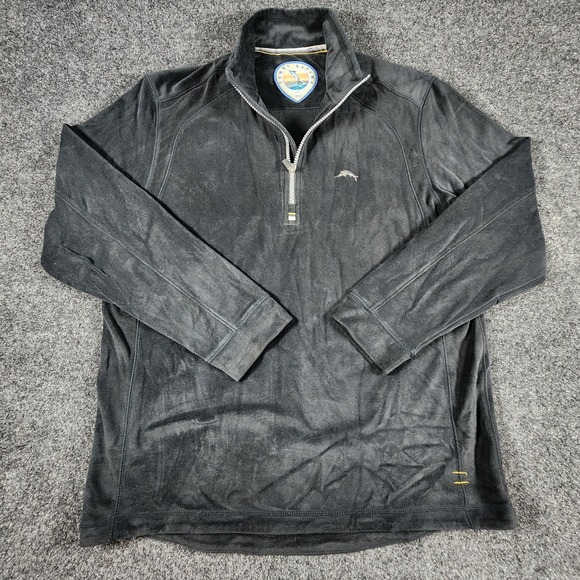 Tommy Bahama Other - Tommy Bahama 1/4 Zip‎ Mock Neck Sweater Men's Small Black Paradise Tech Stretch